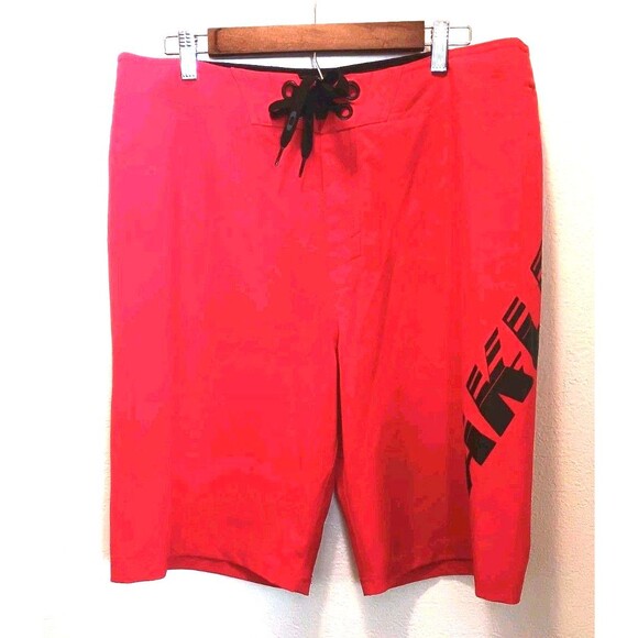 Oakley Other - Oakley Mens Board Shorts Size 36 Red Black Graphic Logo Swim Trunks Performance